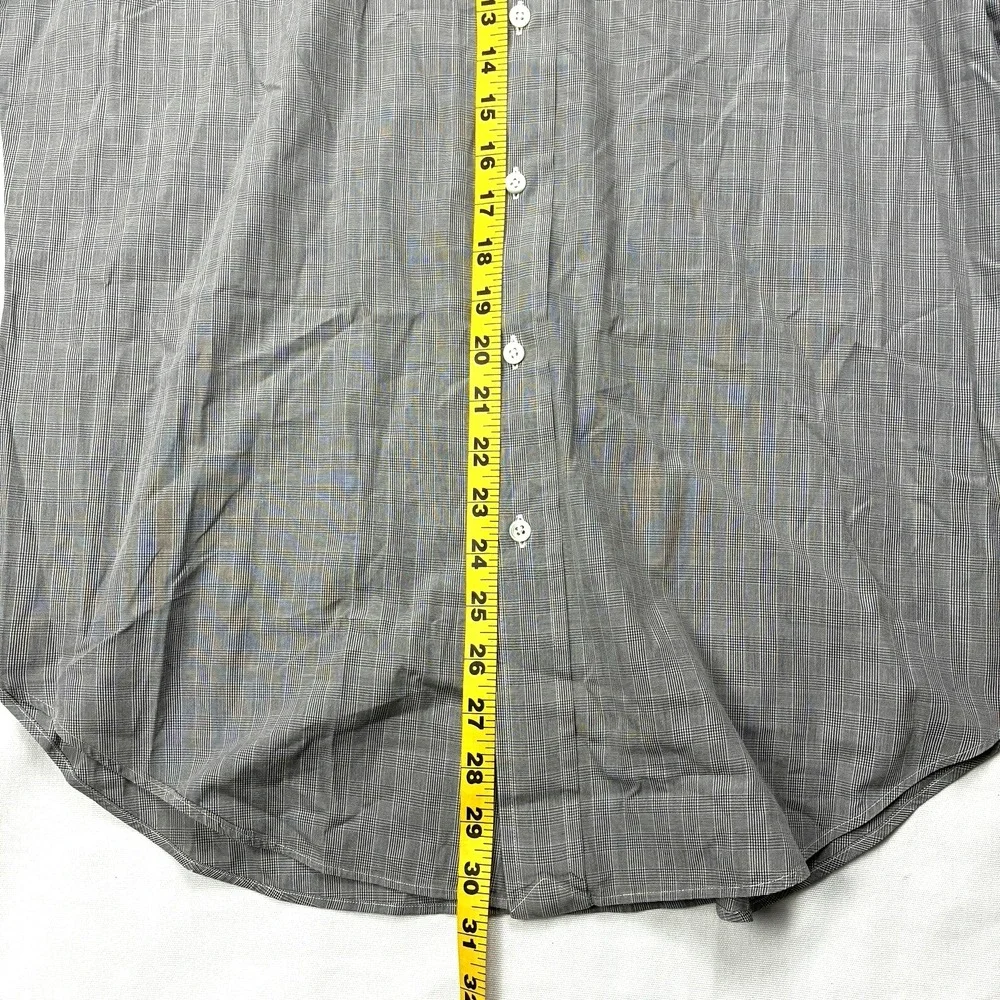 Polo Ralph Lauren Dress Shirt Mens 15.5 33 Gray Plaid Philip Two Ply Cotton VTG